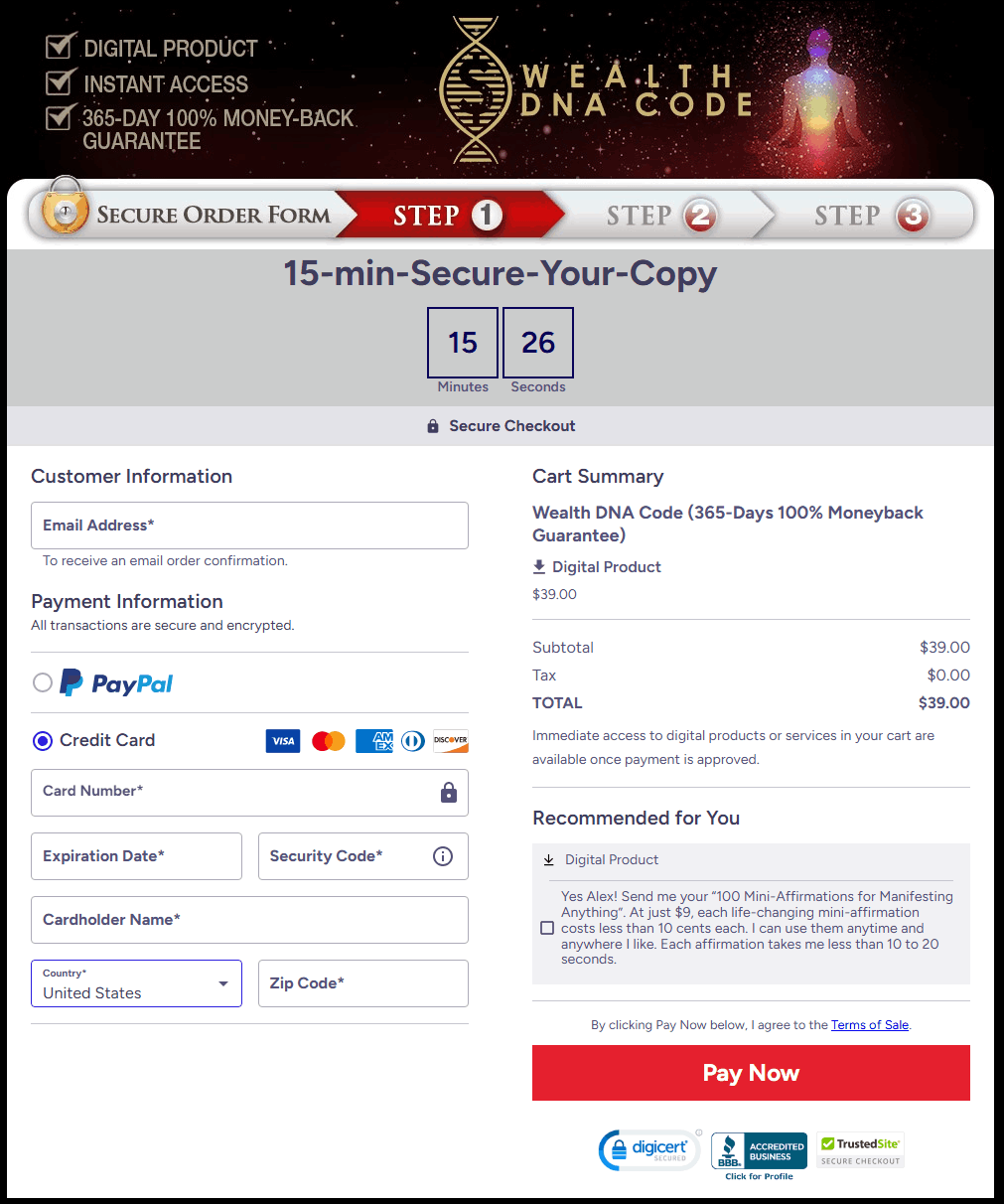 Wealth Dna Code Checkout Page